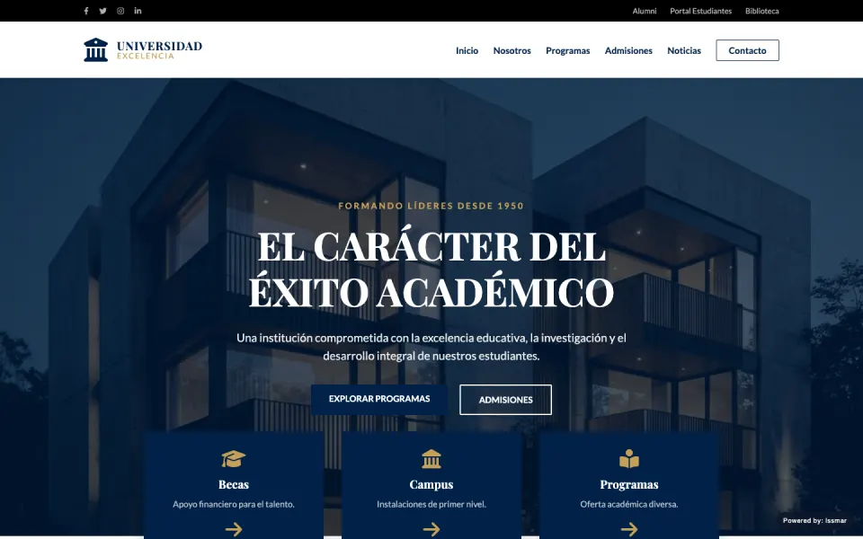 Demo de sitio web para universidad
