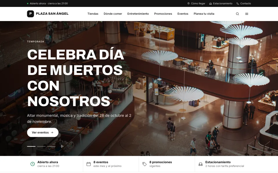 Demo de sitio web para plaza comercial