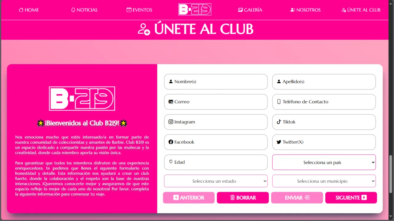 Registro de miembros de B219