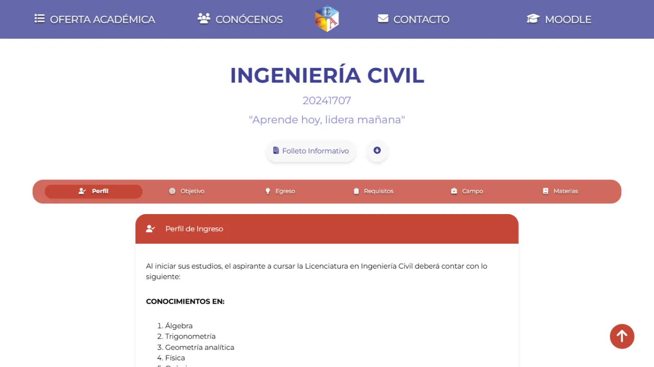 Página de programa de Centro Ausubel