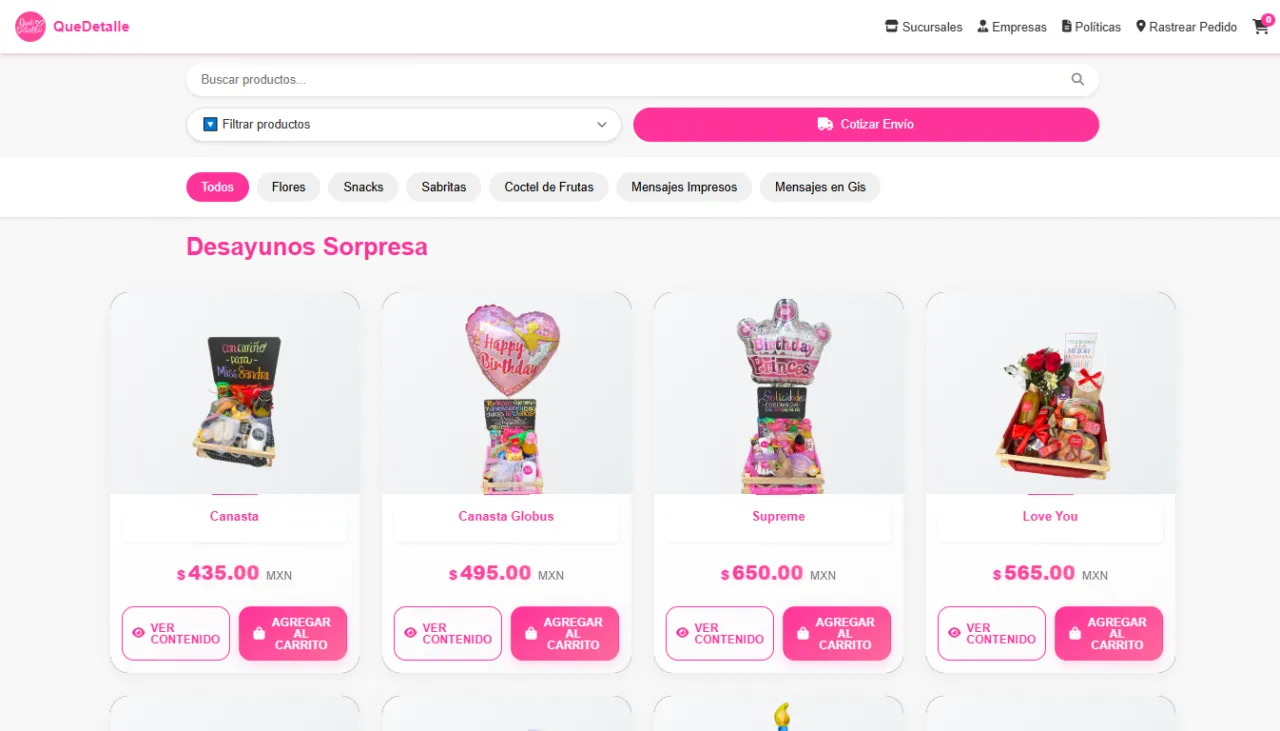Catálogo de productos de QueDetalle